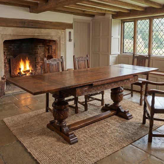 Walnut refectory dining table